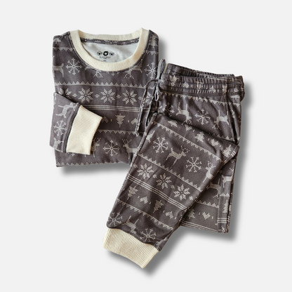 Men’s Jogger Pajama Set - Gray Fair Isle