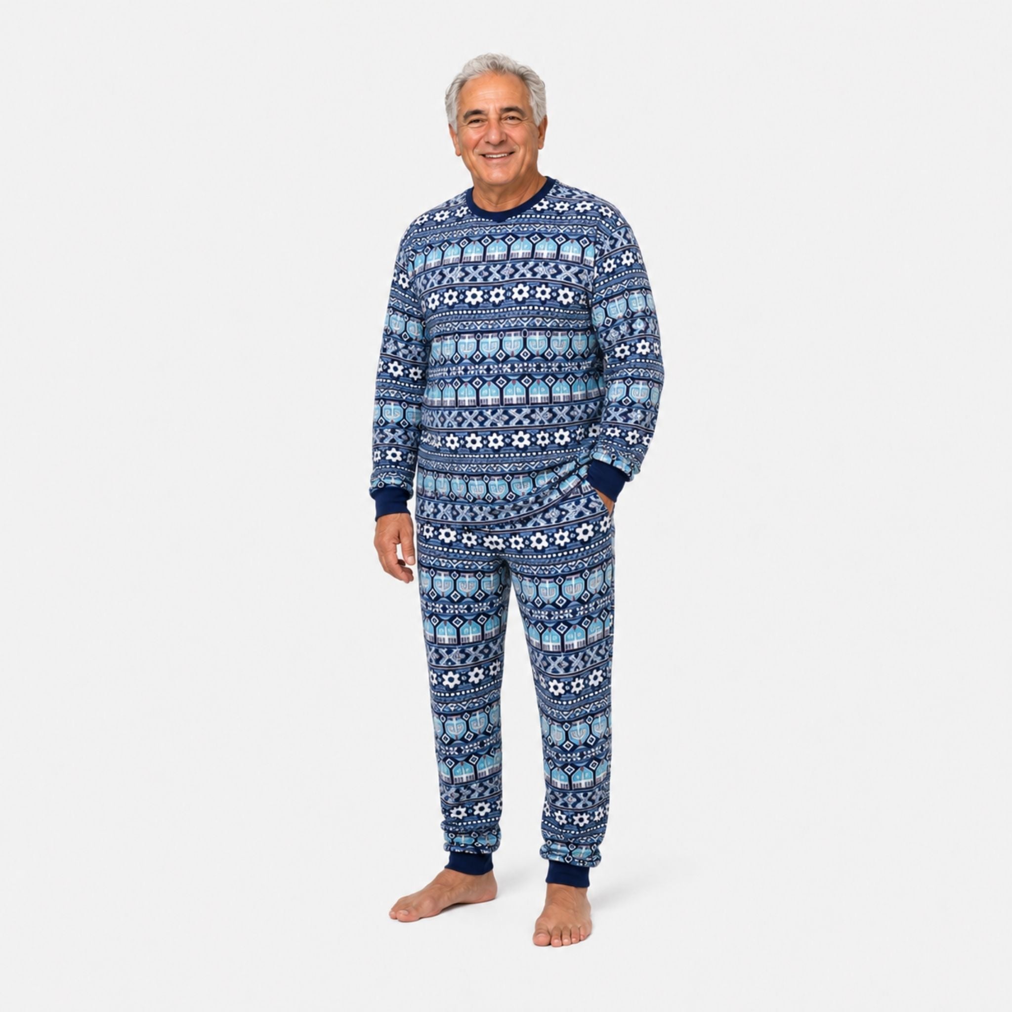 Men's Jogger Pajama Set - Hanukkah Festival of Lights Fair Isle