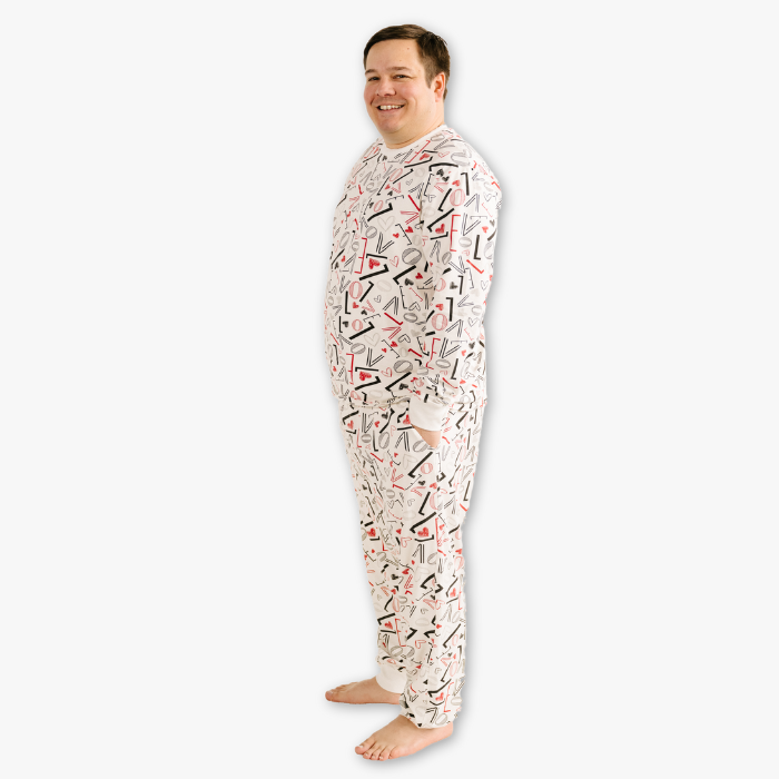 Men's Jogger Pajama Set  - White Love