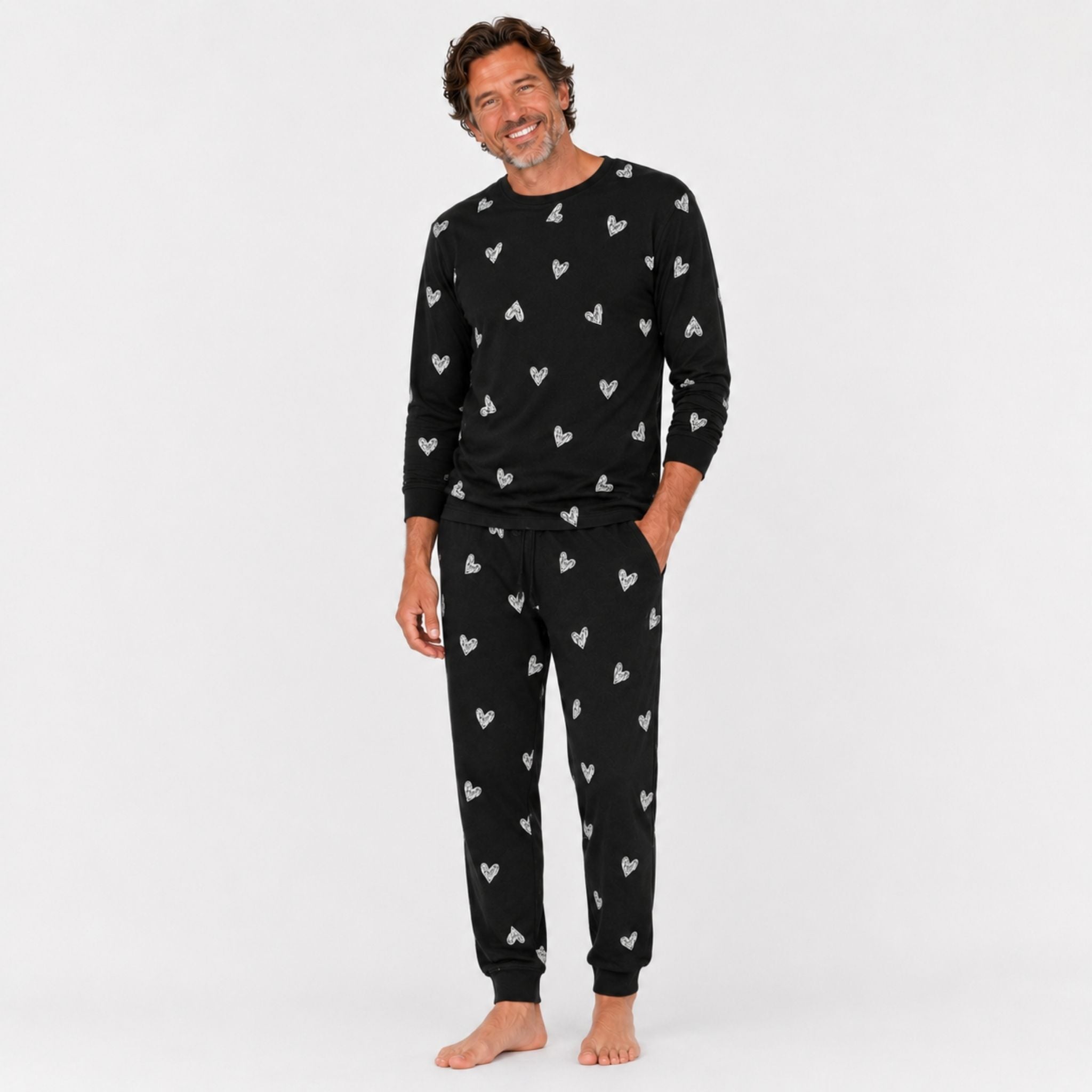 Men's Jogger Pajama Set  - Black Heart