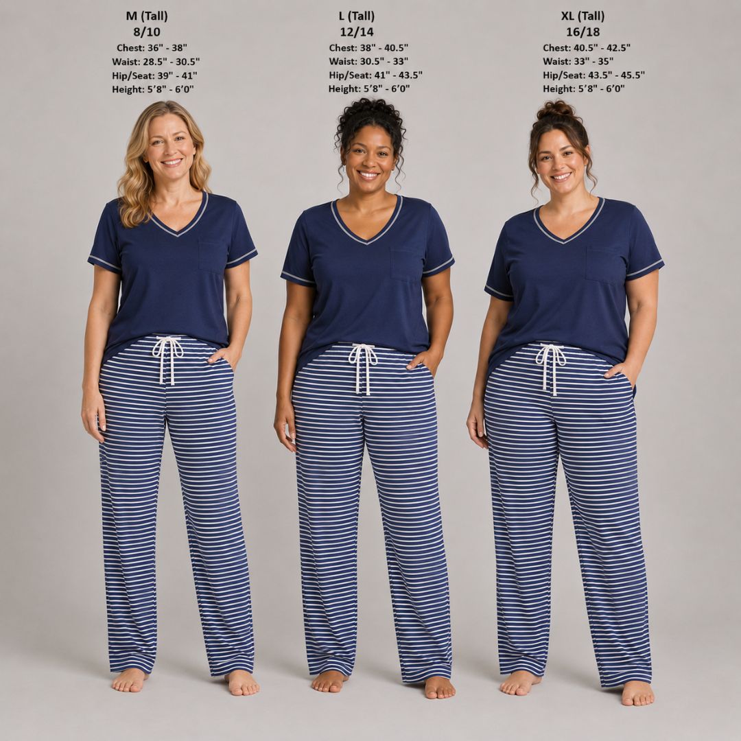 Women's Tall Cotton Pajama 2 Pc Set - Midnight Sail