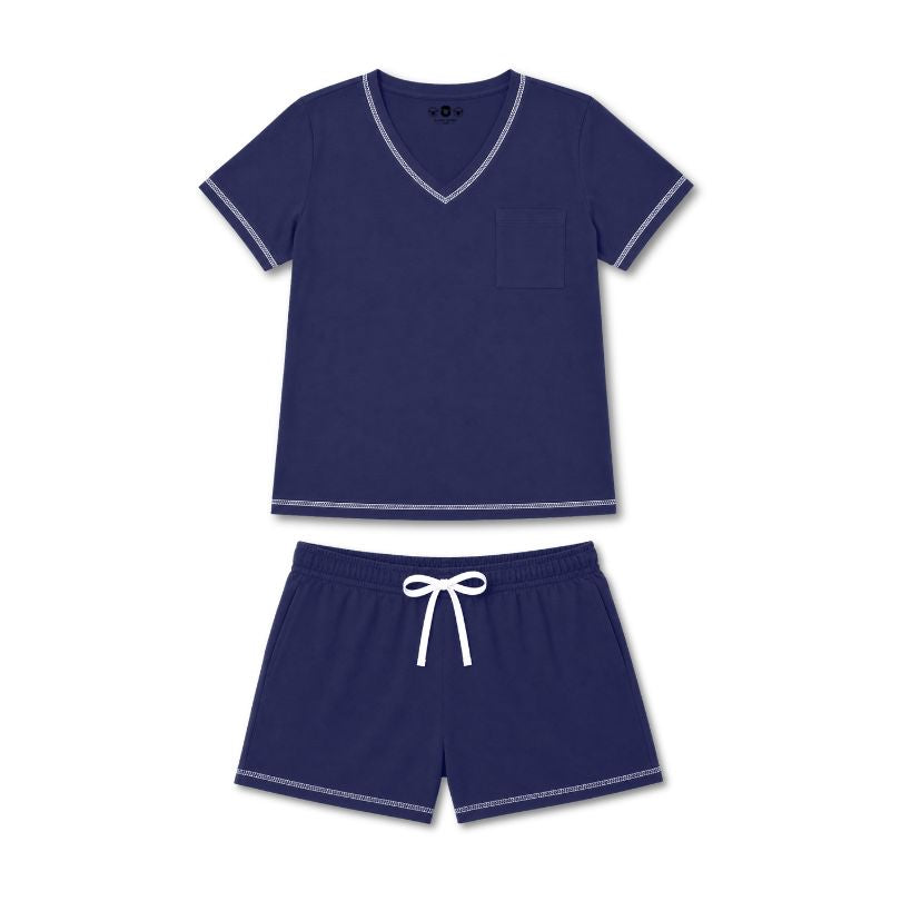 Women's Cotton Pajama 2 Pc Short Set - Midnight Sail