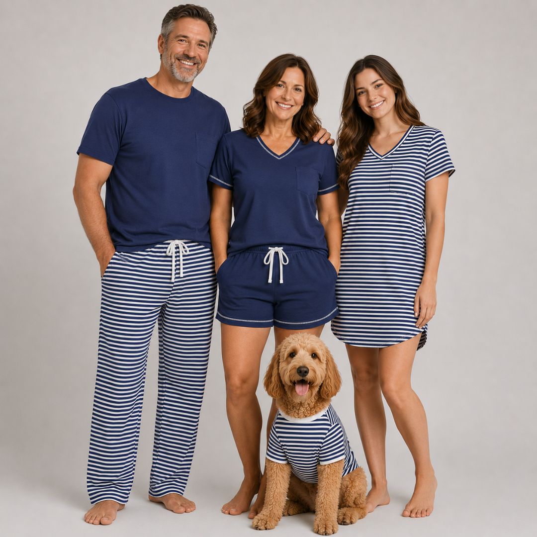 Men's Cotton Pajama 2 Pc Set - Midnight Sail