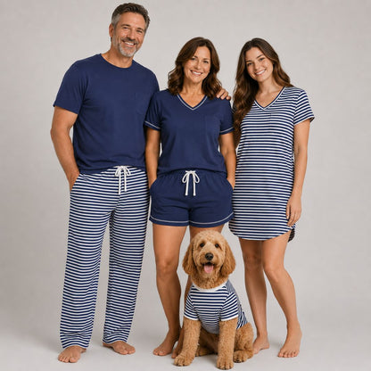 Men's Cotton Pajama 2 Pc Set - Midnight Sail