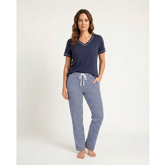 Women's Cotton Pajama 2 Pc Set - Midnight Sail