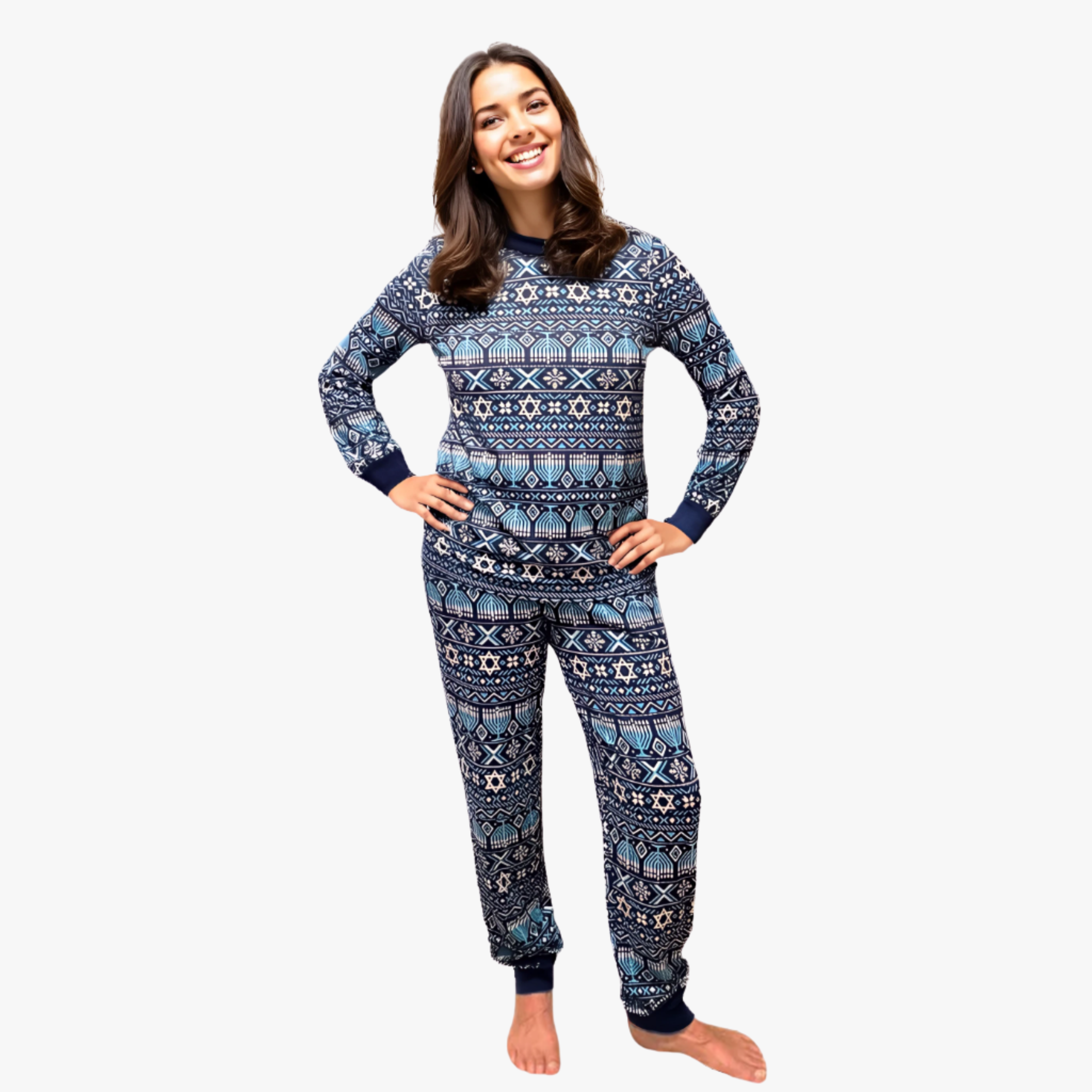 Women's Jogger Pajama Set -Hanukkah Festival of Lights Fair Isle