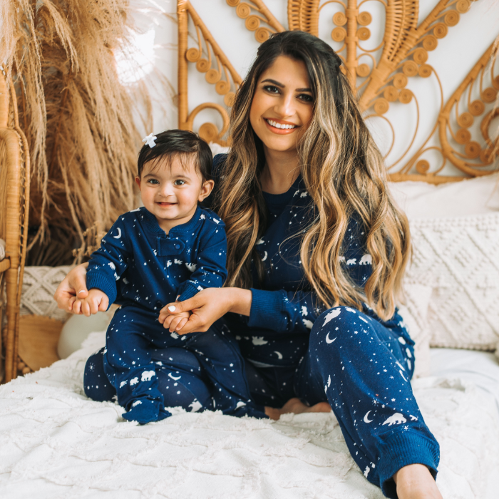 Mother and daughter in Navy Bear
