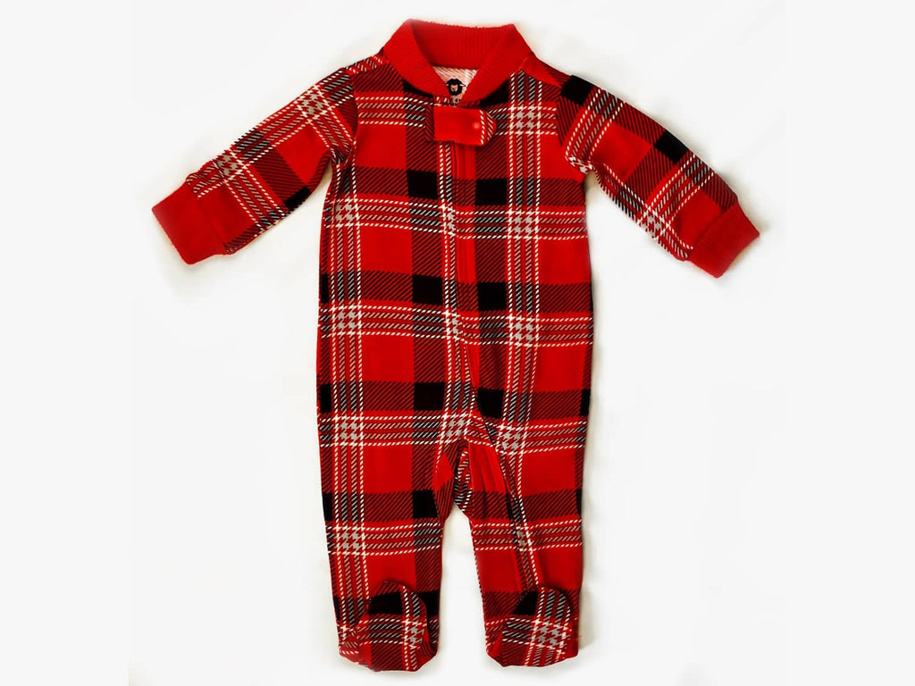 The Black Sheep Fam Red Plaid Baby Onesie