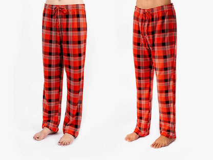 Mens Pajama Pants Red Plaid Soft Comfort Loose Casual Lounge Pants