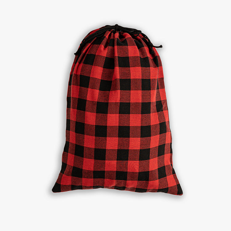 Santa Sack in red and black buffalo plaid