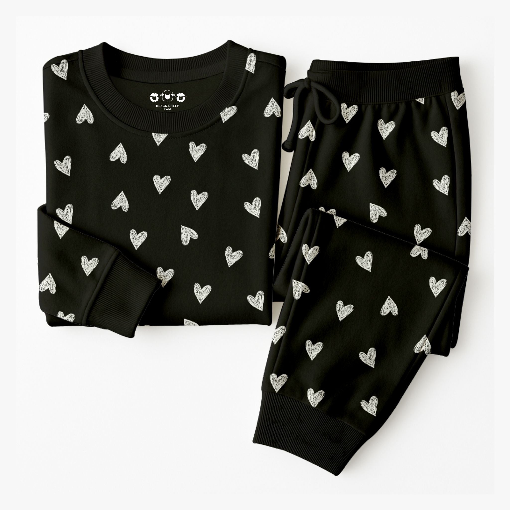 Men's Jogger Pajama Set  - Black Heart