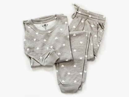 The Black Sheep Fam Women's Gray Hearts Pajama Set