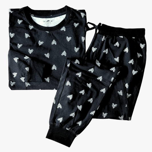 Women's Jogger Pajama Set  - Black Heart