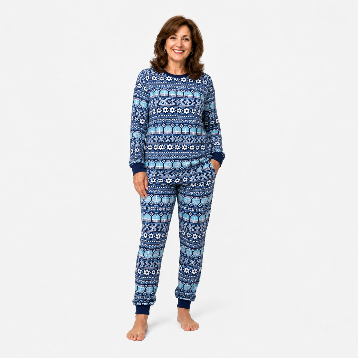 Women’s Jogger Pajama Set - Hanukkah Festival of Lights Fair Isle