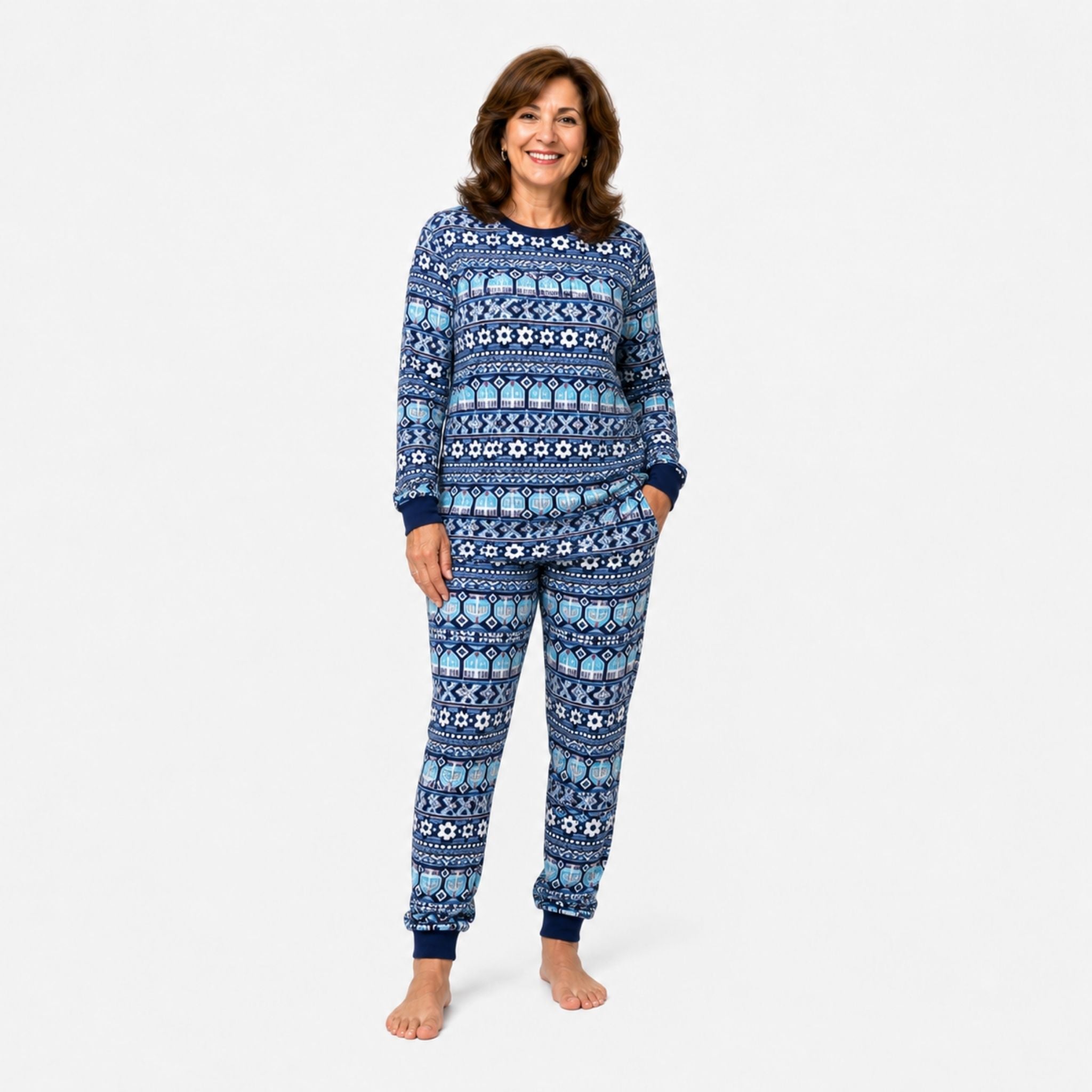 Women's Jogger Pajama Set -Hanukkah Festival of Lights Fair Isle