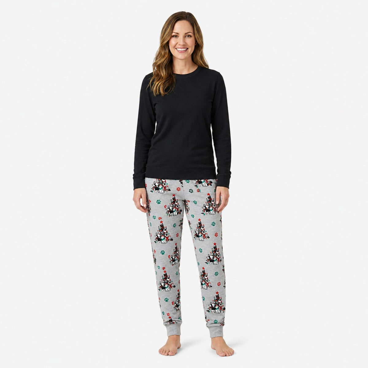 Women’s Jogger Pajama Set - Gray Pets