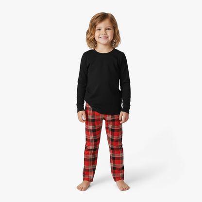 Kids Everyday PJ Set - Black/Red Plaid