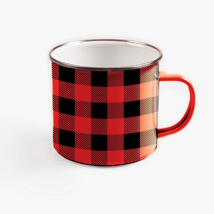 Black and Red Buffalo plaid Campfire Mug