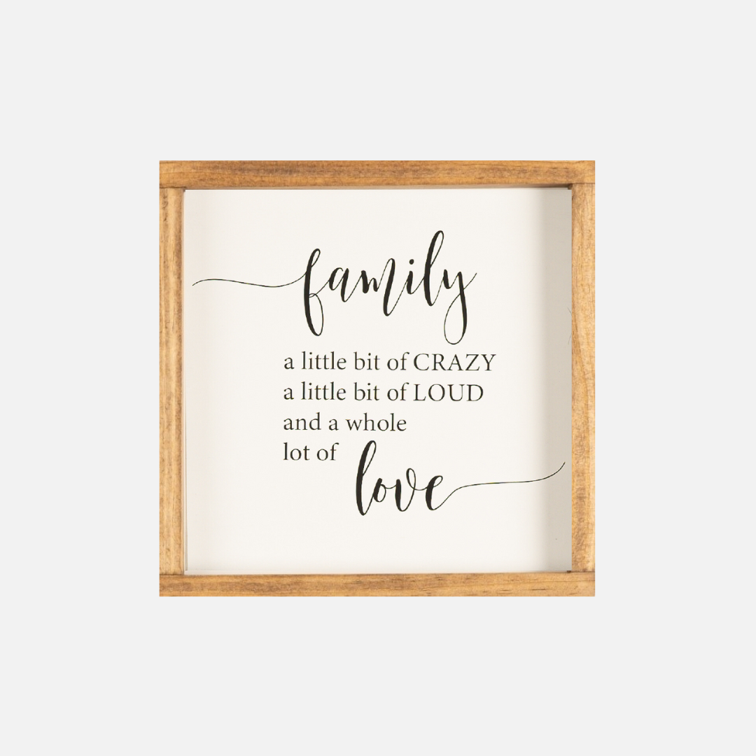 Framed family is sign in walnut